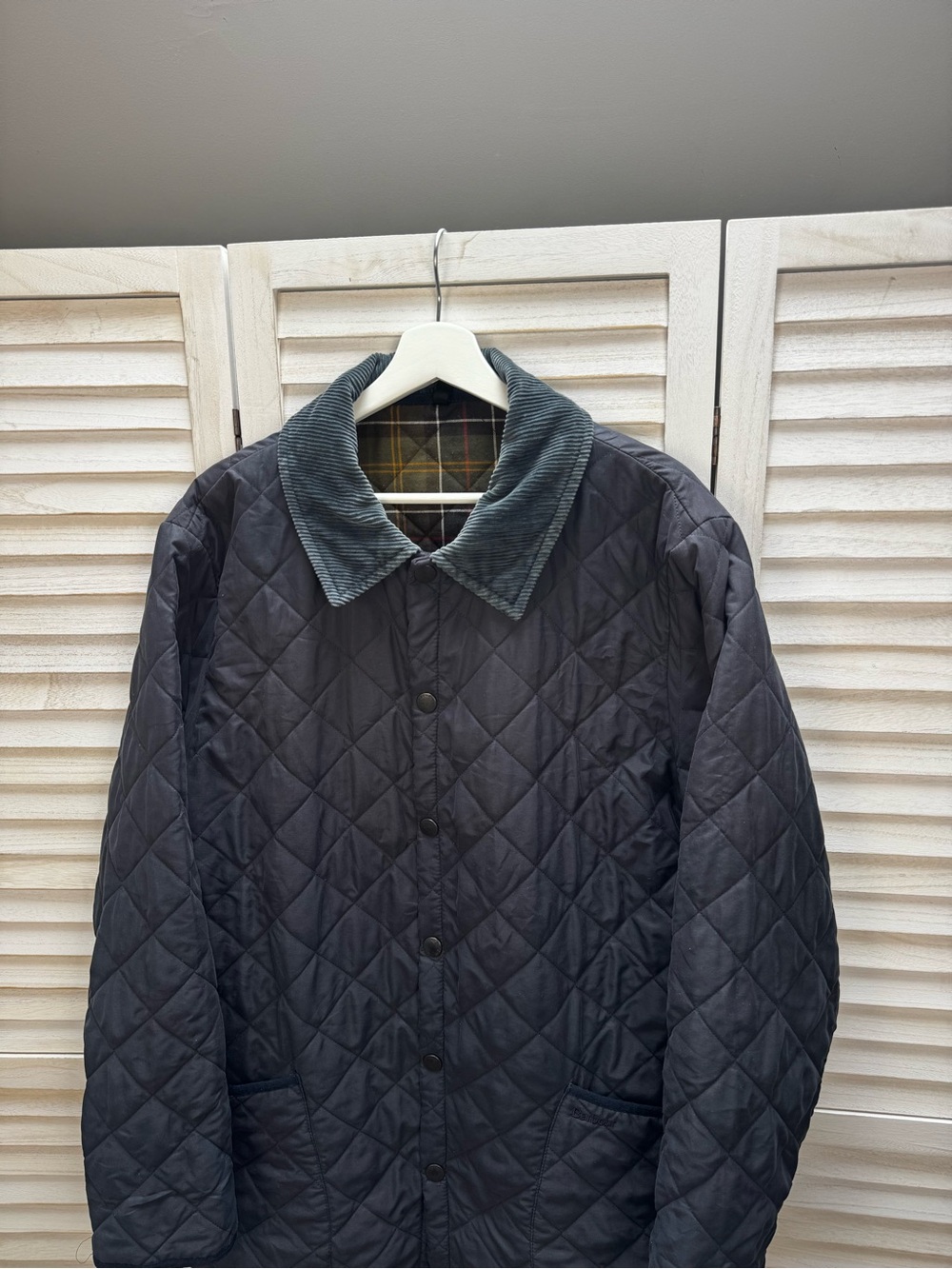 Vintage Men’s Barbour Quilted Jacket Navy L/XL